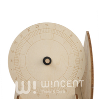 Kit d'assemblage éducatif STEM : Modèle de cadran 24 heures en bois découpé au laser avec index radiaux et supports de bouton pivotant