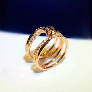 Anello Q344 in oro rosa con diamante, da donna, per fidanzamento, taglio rotondo brillante, colore naturale G, gioielli placcati 14K - Product Image 3