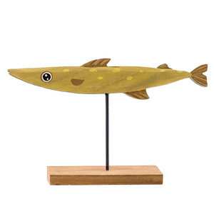 Ornements de poisson en bois, style dessin animé, matériau en pin, design méditerranéen, décoration de table pour salon ou chambre d'enfant - Product Image 4