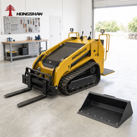 Mini-chargeuse compacte sur chenilles en caoutchouc de 600 kg avec moteur diesel 20 CV certifié CE ISO EPA, balayeuse angulaire, débroussailleuse et charrue rotative
