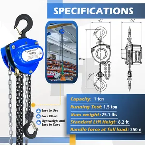 חם המוכר 1-20ton ידני 1-20ton huist עם מנוף שרשרת יד ווים כבדים להניף מכונות רכב