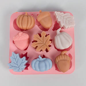 9 cavité <span class=keywords><strong>feuille</strong></span> pin noix citrouille chocolat bonbons Biscuit moules bricolage à la main gâteau Silicone moules <span class=keywords><strong>automne</strong></span> motif gâteau moules sans BPA - Product Image 2