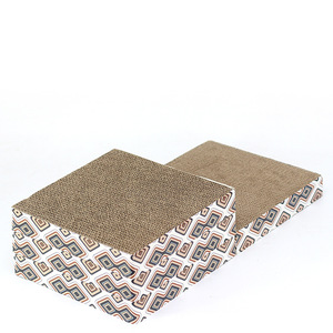Corrugated Cardboard Cat <b>Scratching</b> Board <b>Square</b> Folding Geometric Pattern Paw Play Toy 1 Level - Product Image 3
