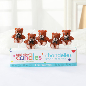 Bougies d'anniversaire en forme d'ours, 5 pièces, décorations de gâteau en paraffine pour fêtes d'enfants - Product Image 2