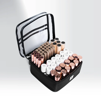 Trolley de Maquillage Grande Capacité Écologique avec Pochettes Transparentes, Pliable et Tendance en Nylon avec Fermeture Éclair