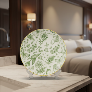 <span class=keywords><strong>Service</strong></span> de vaisselle en céramique classique 24 pièces, élégant, avec motifs de feuilles en relief, assiettes et bols, imprimé floral botanique <span class=keywords><strong>vert</strong></span> - Product Image 5
