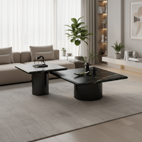 Table basse de salon ronde haut de gamme en acier inoxydable et marbre naturel, style minimaliste italien moderne, avec rangement