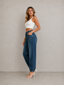 Pantalon Harem en Jean Tricoté Taille Haute Premium 2026 pour <span class=keywords><strong>Femme</strong></span> – Confort Décontracté et Élastique - Product Image 2