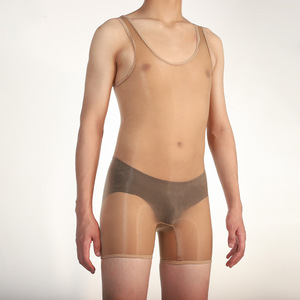 Men Sexy Sheer Bodysuit 5D Ultra Thin Nylon Mid-Rise Solid Color Plus Size Tight Fit Underwear - Product Image 3