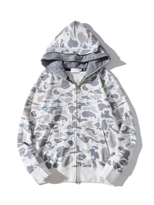 Vente en gros usine – Sweat à capuche unisexe Bappes de haute qualité, imprimé animal, sportswear oversize, pull d'automne confortable et brodé - Product Image 2