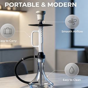 Set de Shisha Portátil Moderno, Pipa de Agua Mini de Acero Inoxidable y Aleación de Aluminio con Boquilla y Manguera para Viajes, Bar, Regalo - Product Image 5