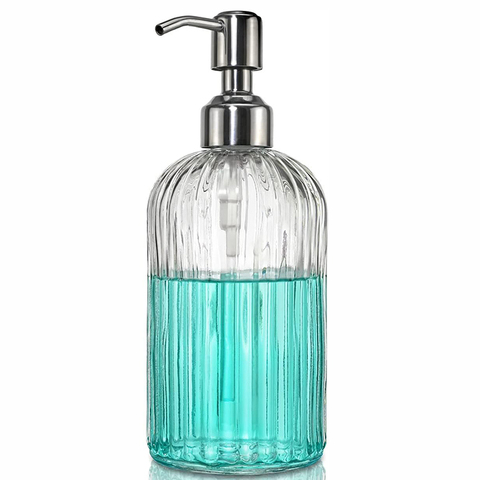 Premium Glass Soap Dispenser Bottle With Stainless Steel Pump Hand Soap Dispenser Bottle for Kitchen & Bathroom
