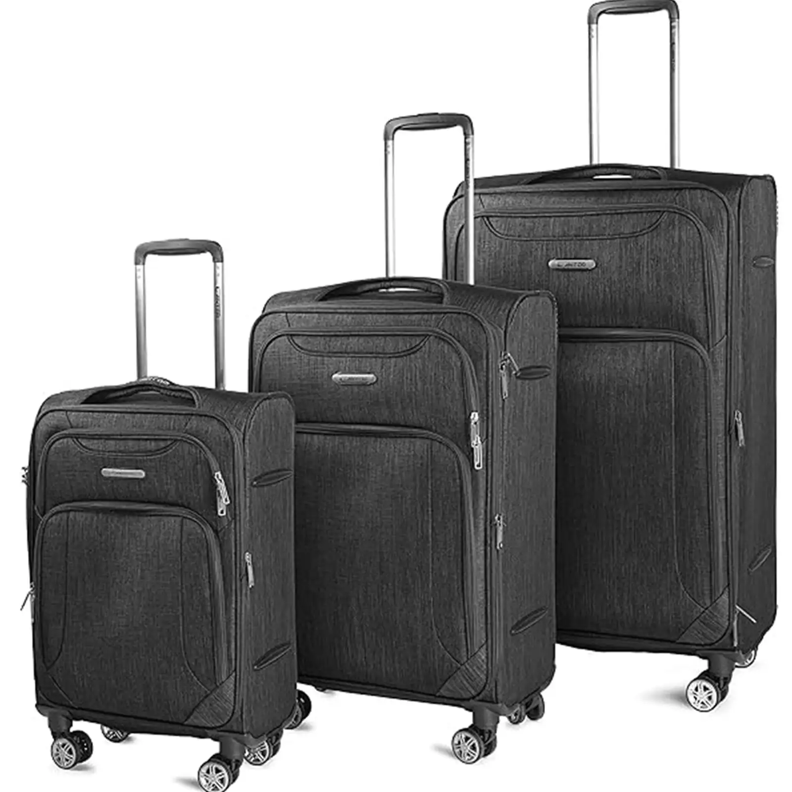 Lightweight Softside Luggage Set Durable 3 pcs Expandable Trolley Suitcase Set with 4 double wheels and ID Tag