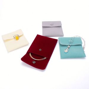 In Stock Jewelry Pouch Packaging Bag Soft Velvet Gift Bracelet Necklace <b>Earrings</b> Rings <b>Storage</b> Button Velvet Bag Custom Logo - Product Image 4