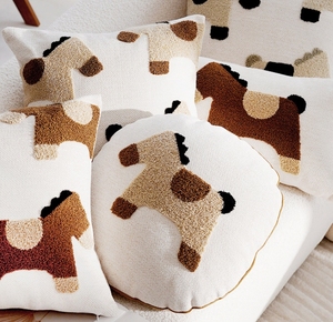Décoration 17X17 Pouces Ronde Dessin Animé Cheval Broderie Canapé Canapé Lavable <span class=keywords><strong>Coussin</strong></span> Couvre - Product Image 2