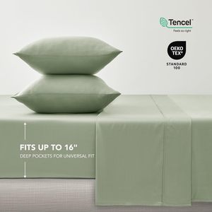 Lyocell Bettwäsche-Set <span class=keywords><strong>Queen</strong></span>-<span class=keywords><strong>Size</strong></span> 4-teilig Weiche Kühlende Bettlaken für Hitzeempfindliche, Eukalyptus Lyocell Luxuriöses Atmungsaktives Bettwäsche-Set - Product Image 2