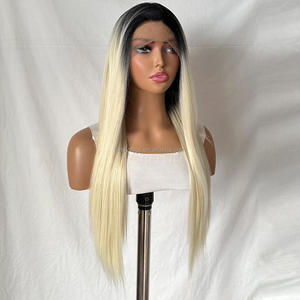 Parrucca con Frontale in Pizzo 13x4 all'Ingrosso, Capelli Lunghi e Lisci Biondi, Pizzo Trasparente Morbido, Fibra Resistente al Calore, Taglia Piccola/Grande - Product Image 3