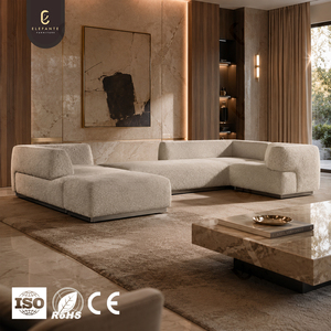 Luxury Curved Modular Elegante Old Money Mansion White Living Room Sectional Couch with <b>Floating</b> Architectural Form - Product Image 1