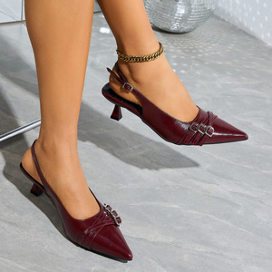 QuiteS Verano 2026, Nuevos Tacones Altos <span class=keywords><strong>con</strong></span> Punta en Pico, Talla Grande, Estilo Francés, <span class=keywords><strong>con</strong></span> Correa Trasera, Cerrados, Estilo Hada - Product Image 5