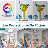Plafonnier LED rond à installation rapide, 16 pouces, 24W, 3000LM, 5CCT, dimmable, avec support de montage, 120V, ETL, FCC, chambre principale
