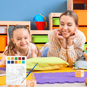 <span class=keywords><strong>Livre</strong></span> de coloriage à l'eau sur le thème de l'espace pour enfants, format poche, sans dégâts, avec pinceaux, kit artistique éducatif - Product Image 2