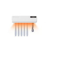 Support mural sans perçage 5+1+1 fentes pour brosses à dents, avec stérilisation, séchage par ventilateur et chauffage, modèle 2026 le plus vendu