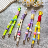 Cordón tejido DIY BOLSA DE TELÉFONO MÓVIL colgante llavero cuerda de nailon allanado cuerda nudo llavero para niña Mujer