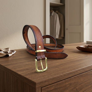 Ceinture pour homme en cuir de vachette 100% véritable, personnalisée BS INTERNATIONAL NA34, boucle carrée en acier, écologique, décontractée, légère, résistante - Product Image 1