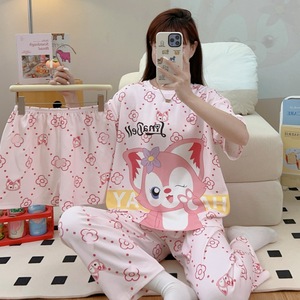 Nuevo Conjunto de Pijama de Verano 2026 de 3 Piezas para Mujer, Diseño de Dibujos Animados, Manga Corta, Delgado, Talla Grande, Ropa de Casa, Pijamas para Niños - Product Image 3