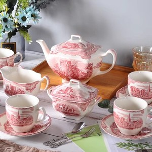 High Quality Blue Castle Ceramic <b>Coffee</b> Cup with Saucer <b>Set</b> Classic Vintage Country Style for Latte Afternoon <b>Tea</b> More - Product Image 2