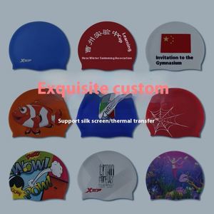 Adult <b>Waterproof</b> <b>Silicone</b> Swimming Cap Custom Logo Universal Cap for Boys and Girls - Product Image 3