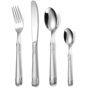 Custom Luxury Silverware Elegant High Quality Stainless Steel Spoon And Fork Cutlery Set With Hollow Handle