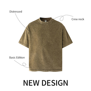 เสื้อยืดสตรีทแวร์โอเวอร์ไซส์ผ้าฝ้าย 100% หนานุ่ม สไตล์วินเทจ ลุคดิสเทรส สำหรับทุกเพศ ขายส่ง รับสกรีนโลโก้ ป้องกันขนร่วง ทนต่อการซักด้วยกรด - Product Image 2