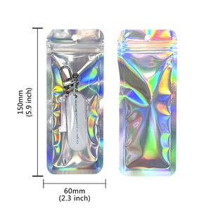 Sacs holographiques pour stylo à zip-lock en PVC, <span class=keywords><strong>emballage</strong></span> transparent de stockage de nourriture thermoscellable à l'arrière en feuille d'<span class=keywords><strong>aluminium</strong></span> - Product Image 3