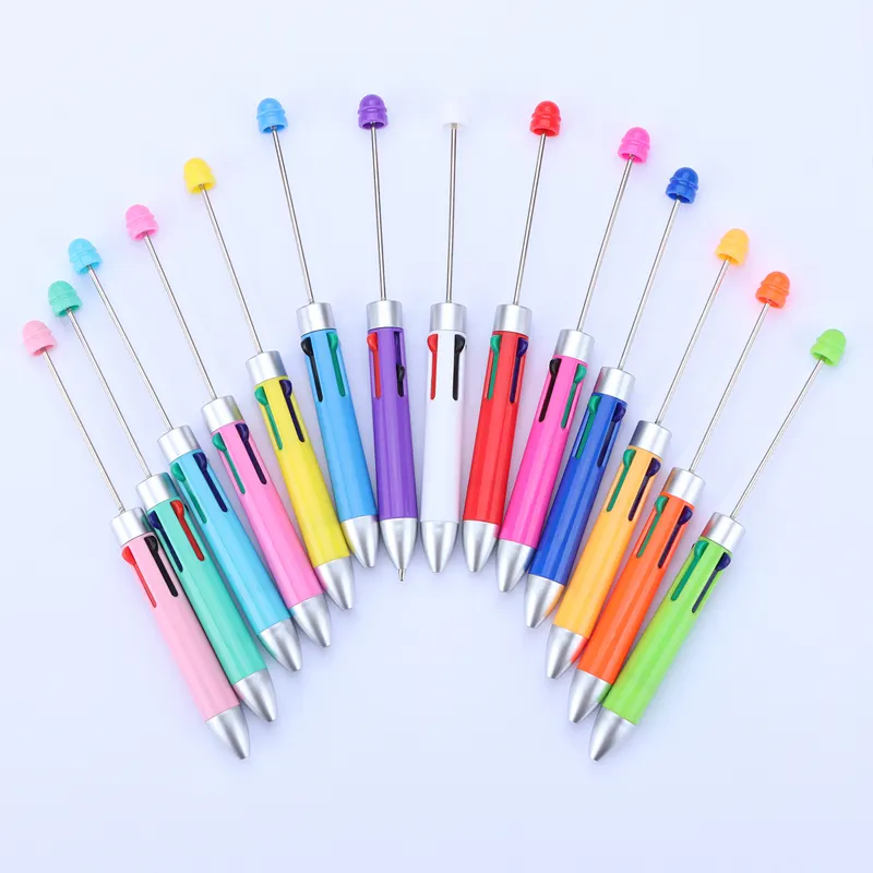 Creative Novelty Gift Plastic Decorative DIY Beaded Pens Ballpoint 4 color changing Beadable Pens