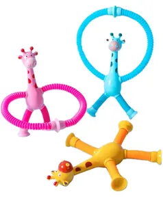 AL Robô redutor de pressão luminoso girafa brinquedo alívio do estresse robô de descompressão dobrável tubo telescópico brinquedo