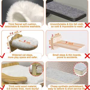 ไม้เนื้อแข็ง DIY ติดผนังโครงรังนกสำหรับแมวปีนเขาของเล่นบันไดสำหรับเตียงสัตว์เลี้ยง - Product Image 2