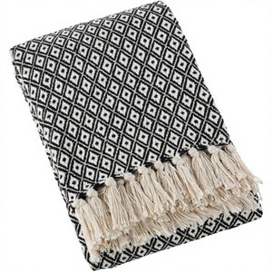 Plaid en coton de luxe de créateur, couvertures décoratives en jacquard, prix de gros avec personnalisation - Product Image 1