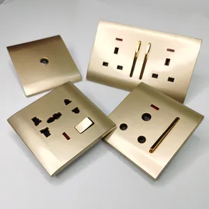 Wenzhou factory price electrical 3 pin MF switched socket with neon Artistic Modern Glossy Screwless Light Switch