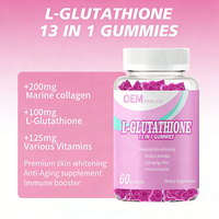 Gummies véganes OEM/ODM 13-en-1 à la vitamine C et au L-glutathion pour le blanchiment de la peau – Complément de collagène L-glutathion 13-en-1 pour la peau