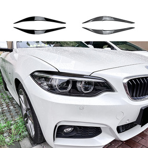 BMW 2 Series Headlight Brow Stickers Piano Black Carbon Fiber Texture ABS Decal Body Modification 2015-2019 F22 F23 - Product Image 1