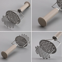 Triturador de Patatas de Metal Resistente con Acabado Pulido Espejo, Utensilio Manual para Machacar Alimentos