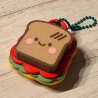FUSEJOY3D Pendentif à pression en forme de bouton de jouet, série Miu, simulation d'impression 3D, motif pain grillé et sandwich mignon