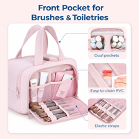 Trousse de Toilette de Voyage Grande Capacité pour Femme, Organisateur de Maquillage à Ouverture Large, Sac de Lavage Cosmétique avec Compartiment pour Pinceaux