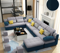 Canapé d'angle en microfibre blanche sur mesure pour salon, avec ottoman, très confortable pour appartement ou hôtel