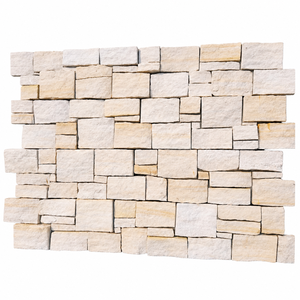 Revestimiento de pared exterior de losa de arenisca blanca, chapa de piedra partida, acabado de superficie natural duradero. - Product Image 1