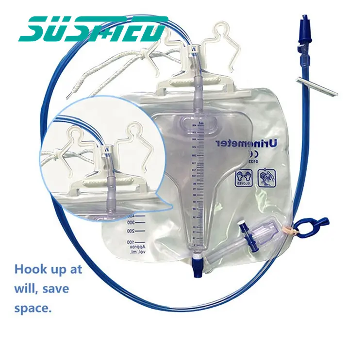 Medische Wegwerp Urologie Producten 2000Ml Urine Meter Drainge Zak Medische Kwaliteit Pvc Urine Zakken