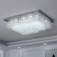 Lustre de plafond rectangulaire élégant en cristal K9 moderne, luminaire encastré pour salon, hall, villa, hôtel