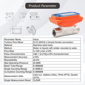 Flow meter digital cairan inline kecil dari baja tahan karat dengan tenaga baterai akurat tinggi - Product Image 5