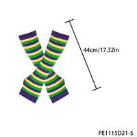 PESENAR Gants longs rayés sans doigts, accessoires de costume de carnaval du Mardi Gras pour déguisement de fête